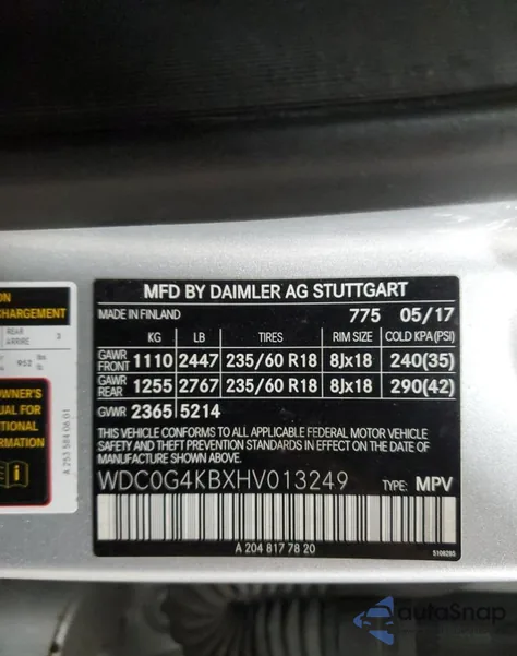 2017 Mercedes-Benz Glc 300 4Matic из США, поврежденный, VIN WDC0G4KBXHV013249